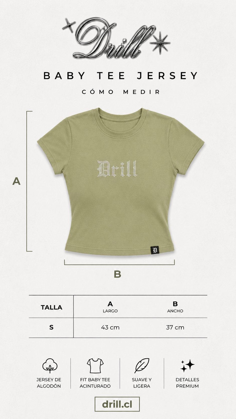 BABY TEE VERDE LOGO CRISTALES
